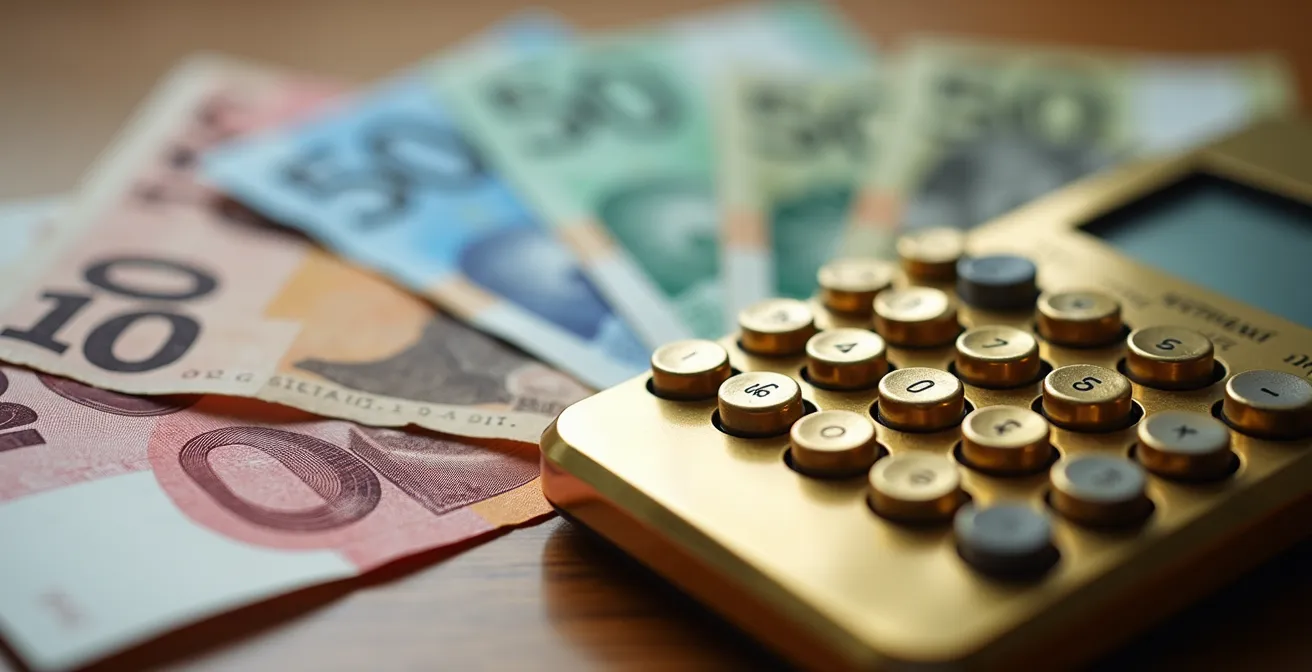 Calculatrice et billets canadiens illustrant le budget des candidatures universitaires