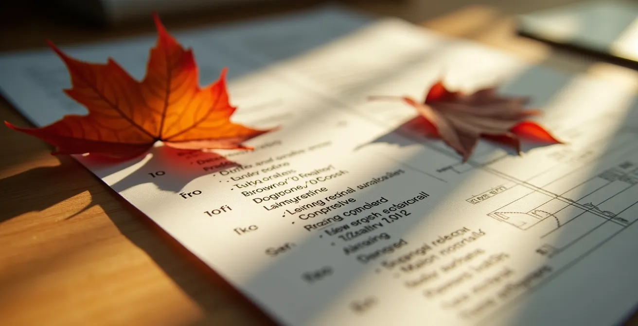 Vue macro de relevé de notes français avec tableau de conversion sur bureau en érable