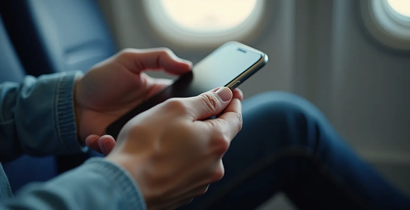 Main tenant un smartphone montrant l'interface de réglages photo en mode pro