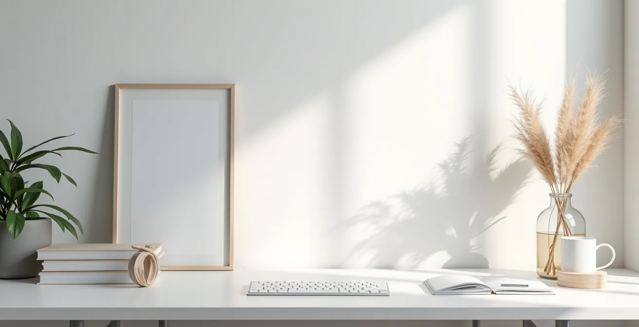 Espace de travail minimaliste avec documents professionnels organisés